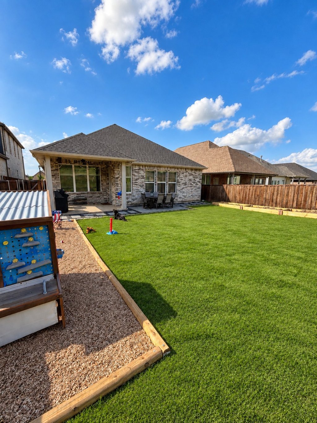 Our DIY Backyard Makeover for Under $2,000: Paver Patio, Rock Side Yard and a Kids’ Play Area